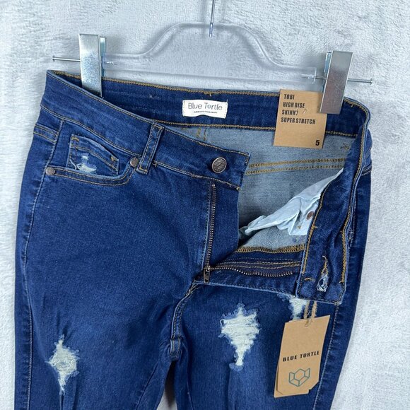 Blue Turtle Tobi Skinny Jeans Super Stretch RH2212 Distressed Womens Blue Size 5 - Picture 4 of 10